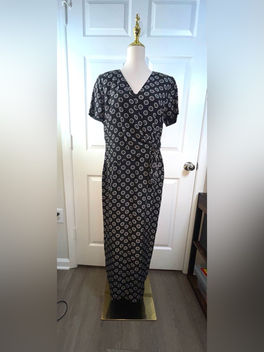 Spenser Jeremy Black & White Polka Wrap Maxi Dress